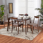 Load image into Gallery viewer, Baxton Studio Delphina Mid-Century Modern Warm Grey Fabric And Dark Brown Finished Wood 5-Piece Dining Set
