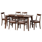 Load image into Gallery viewer, Baxton Studio Delphina Mid-Century Modern Warm Grey Fabric And Dark Brown Finished Wood 7-Piece Dining Set
