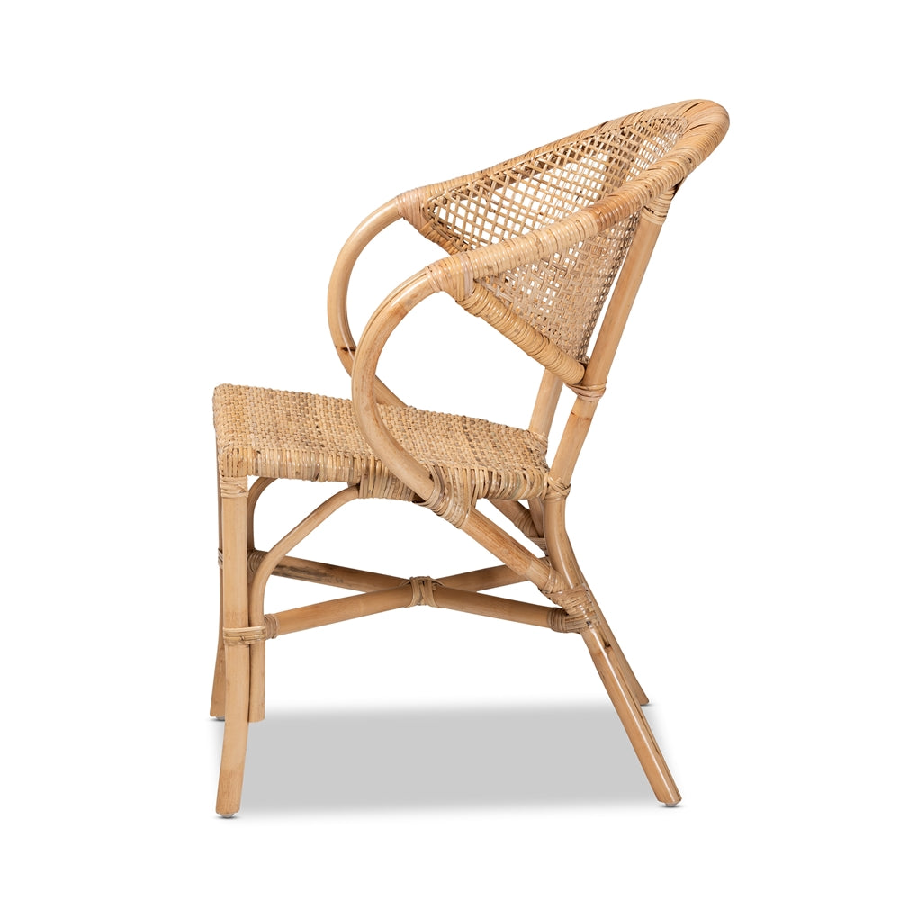 Baxton Studio Varick Modern Bohemian Natural Brown Finished Rattan Dining Chair