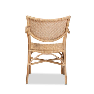 Baxton Studio Damani Modern Bohemian Natural Brown Finished Rattan Dining Chair