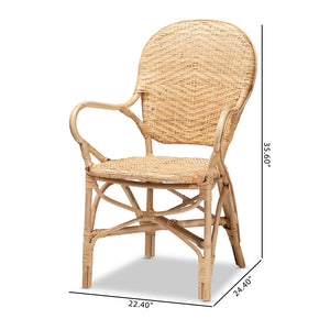 Baxton Studio Genna Modern Bohemian Natural Brown Finished Rattan Dining Chair