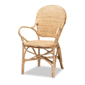 Baxton Studio Genna Modern Bohemian Natural Brown Finished Rattan Dining Chair