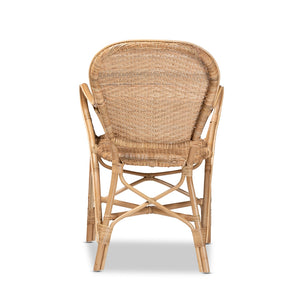 Baxton Studio Genna Modern Bohemian Natural Brown Finished Rattan Dining Chair