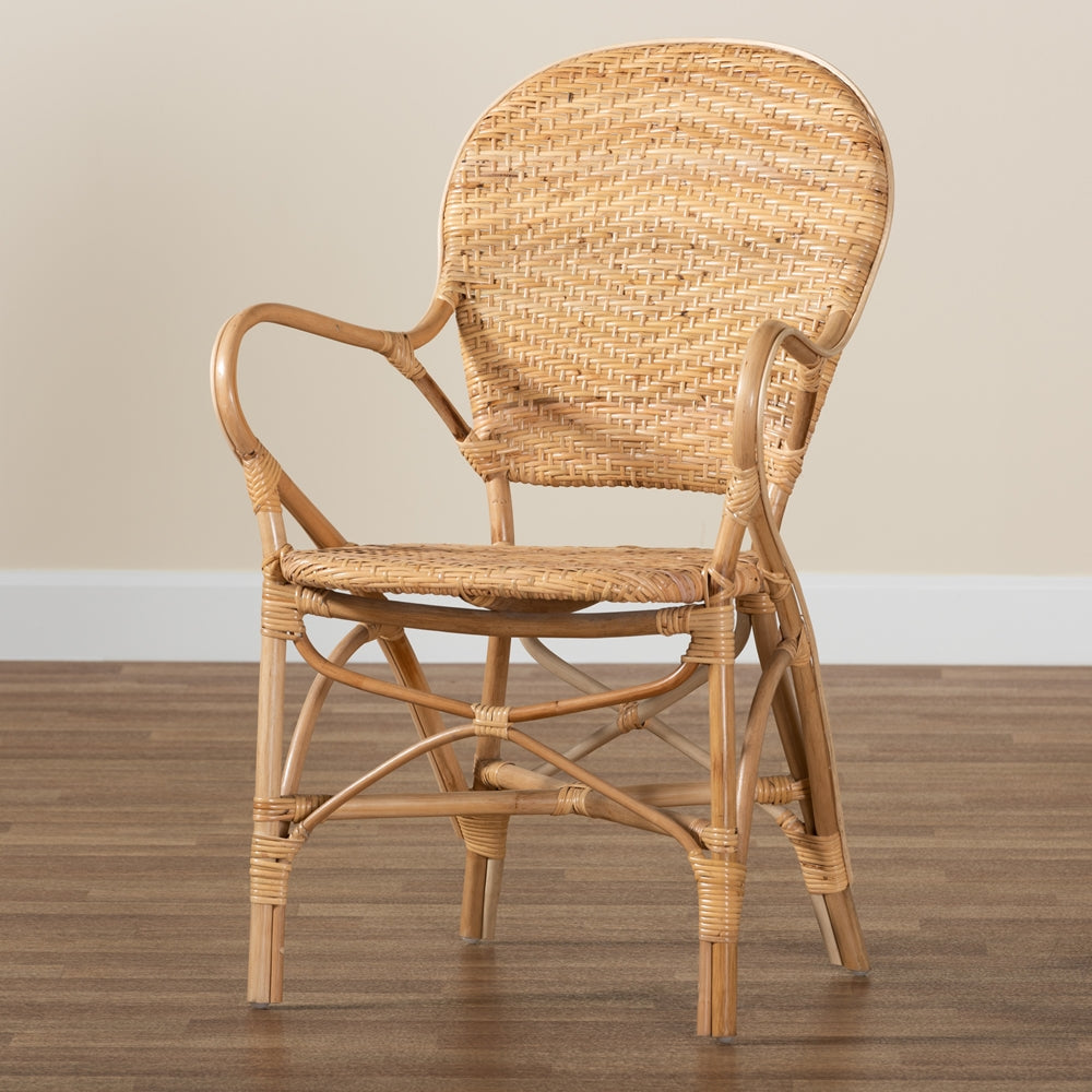 Baxton Studio Genna Modern Bohemian Natural Brown Finished Rattan Dining Chair