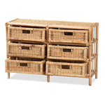 Load image into Gallery viewer, Baxton Studio Dariana Modern Bohemian Natural Brown Rattan 6-Drawer Storage Cabinet
