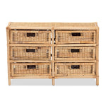 Load image into Gallery viewer, Baxton Studio Dariana Modern Bohemian Natural Brown Rattan 6-Drawer Storage Cabinet
