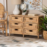 Load image into Gallery viewer, Baxton Studio Dariana Modern Bohemian Natural Brown Rattan 6-Drawer Storage Cabinet
