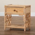 Load image into Gallery viewer, Baxton Studio Camara Modern Bohemian Natural Brown Rattan 1-Drawer Nightstand
