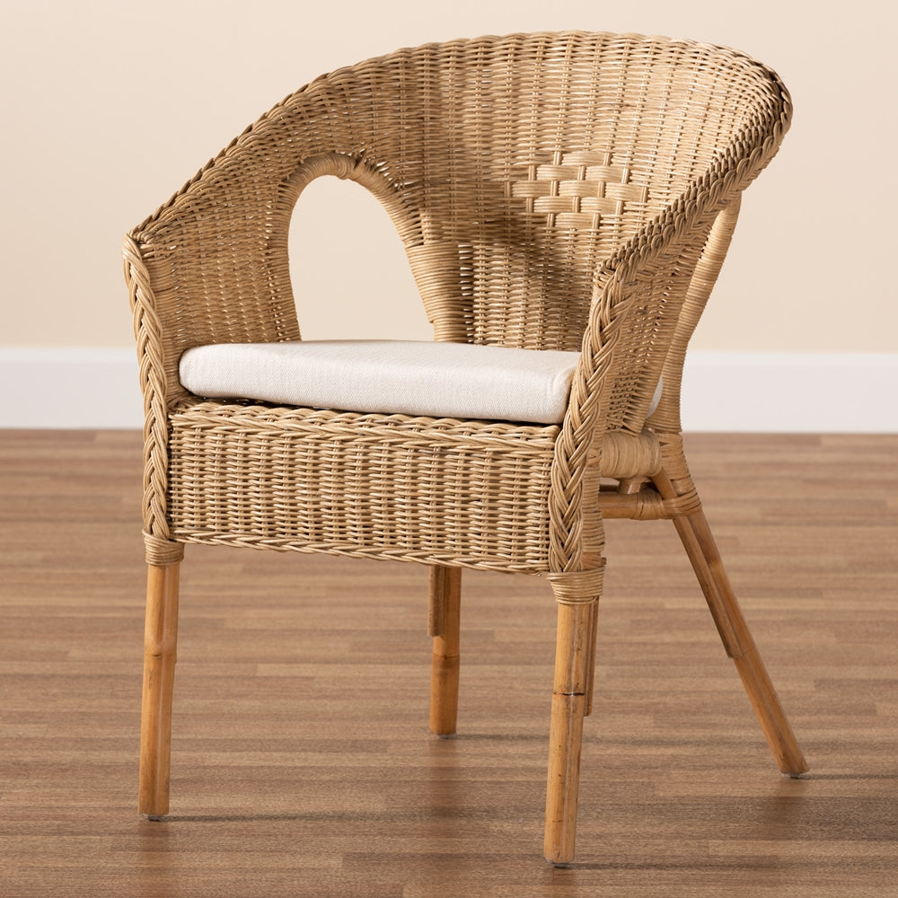 Baxton Studio Abbey Modern Bohemian Natural Brown Antique Rattan Dining Chair