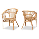 Load image into Gallery viewer, Baxton Studio Alleta Modern Bohemian Natural Brown Rattan 2-Piece Dining Chair Set
