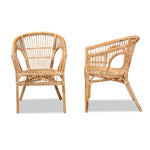 Load image into Gallery viewer, Baxton Studio Alleta Modern Bohemian Natural Brown Rattan 2-Piece Dining Chair Set
