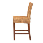 Load image into Gallery viewer, Baxton Studio Racquel Modern Bohemian Natural Rattan And Mahogany Wood Counter Stool
