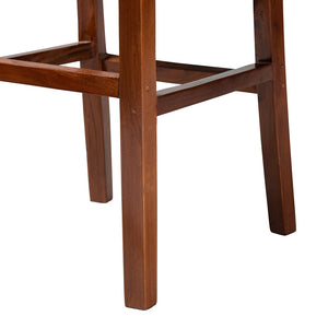 Baxton Studio Racquel Modern Bohemian Natural Rattan And Mahogany Wood Bar Stool