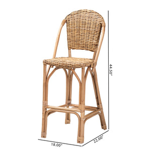 Baxton Studio Neola Modern Bohemian Natural Rattan Bar Stool