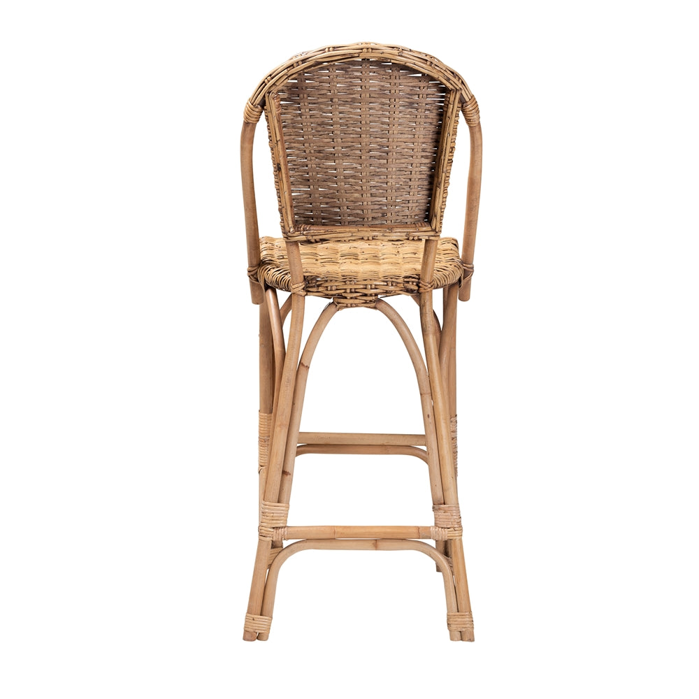 Baxton Studio Neola Modern Bohemian Natural Rattan Bar Stool