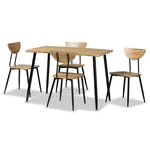 Load image into Gallery viewer, Baxton Studio Gianetta Mid-Century Modern Oak Brown Finished Wood And Black Metal 5-Piece Dining Set
