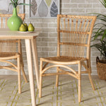 Load image into Gallery viewer, Baxton Studio Ammi Modern Bohemian Natural Brown Rattan 2-Piece Dining Chair Set
