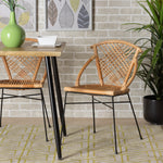 Load image into Gallery viewer, Baxton Studio Pro Modern Bohemian Natural Brown Rattan And Black Metal 2-Piece Dining Chair Set
