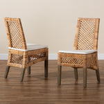 Load image into Gallery viewer, Baxton Studio Argos Modern Bohemian Natural Brown Rattan 2-Piece Dining Chair Set
