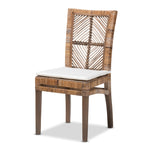 Load image into Gallery viewer, Baxton Studio Laluna Modern Bohemian Greywashed Natural Rattan And Mahogany Dining Chair With Cushion
