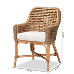 Load image into Gallery viewer, Baxton Studio Kyle Modern Bohemian Natural Brown Woven Rattan Dining Arm Chair With Cushion
