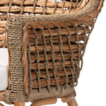 Load image into Gallery viewer, Baxton Studio Kyle Modern Bohemian Natural Brown Woven Rattan Dining Arm Chair With Cushion
