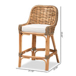 Load image into Gallery viewer, Baxton Studio Kyle Modern Bohemian Natural Brown Woven Rattan Counter Stool With Cushion
