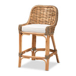 Load image into Gallery viewer, Baxton Studio Kyle Modern Bohemian Natural Brown Woven Rattan Counter Stool With Cushion
