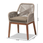 Load image into Gallery viewer, Baxton Studio Jennifer Mid-Century Transitional Grey Woven Rope Mahogany Dining Arm Chair
