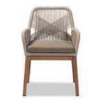 Load image into Gallery viewer, Baxton Studio Jennifer Mid-Century Transitional Grey Woven Rope Mahogany Dining Arm Chair
