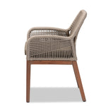 Load image into Gallery viewer, Baxton Studio Jennifer Mid-Century Transitional Grey Woven Rope Mahogany Dining Arm Chair
