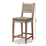 Load image into Gallery viewer, Baxton Studio Heyna Mid-Century Transitional Grey Woven Rope Mahogany Counter Stool
