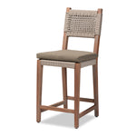 Load image into Gallery viewer, Baxton Studio Heyna Mid-Century Transitional Grey Woven Rope Mahogany Counter Stool
