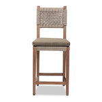 Load image into Gallery viewer, Baxton Studio Heyna Mid-Century Transitional Grey Woven Rope Mahogany Counter Stool
