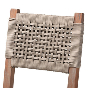 Baxton Studio Heyna Mid-Century Transitional Grey Woven Rope Mahogany Counter Stool