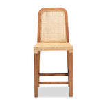 Load image into Gallery viewer, Baxton Studio Caspia Mid-Century Modern Walnut Brown Mahogany Wood And Natural Rattan Counter Stool
