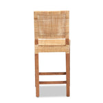 Load image into Gallery viewer, Baxton Studio Lesia Modern Bohemian Natural Brown Rattan And Walnut Brown Mahogany Wood Counter Stool
