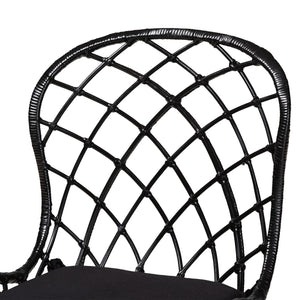 Baxton Studio Sabelle Modern Bohemian Black Finished Rattan And Metal 2-Piece Dining Chair Set