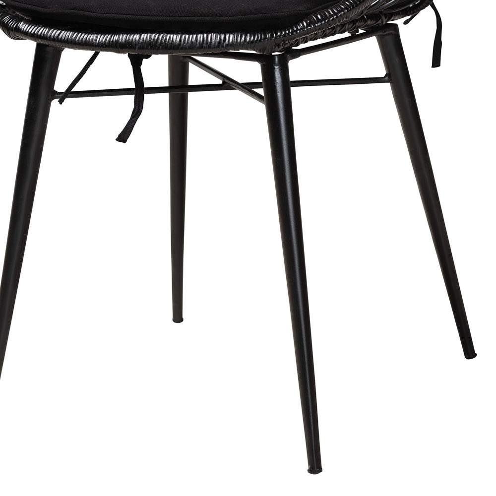 Baxton Studio Sabelle Modern Bohemian Black Finished Rattan And Metal 2-Piece Dining Chair Set