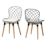 Load image into Gallery viewer, Baxton Studio Sabelle Modern Bohemian Natural Brown Finished Teak Wood And Light Blue Rattan 2-Piece Dining Chair Set
