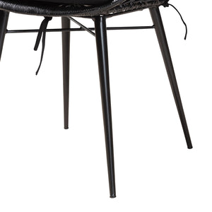 Baxton Studio Ballerina Modern Bohemian Black Finished Rattan And Metal 2-Piece Dining Chair Set