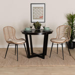 Load image into Gallery viewer, Baxton Studio Brenna Modern Bohemian Greywashed Rattan And Black Metal 2-Piece Dining Chair Set
