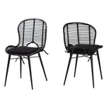 Load image into Gallery viewer, Baxton Studio Brenna Modern Bohemian Black Finished Rattan And Metal 2-Piece Dining Chair Set
