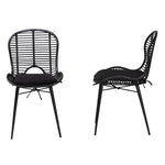 Load image into Gallery viewer, Baxton Studio Brenna Modern Bohemian Black Finished Rattan And Metal 2-Piece Dining Chair Set
