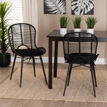 Load image into Gallery viewer, Baxton Studio Brenna Modern Bohemian Black Finished Rattan And Metal 2-Piece Dining Chair Set
