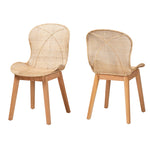 Load image into Gallery viewer, Baxton Studio Sabelle Japandi Natural Brown Mahogany And Rattan 2-Piece Dining Chair Set
