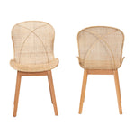 Load image into Gallery viewer, Baxton Studio Sabelle Japandi Natural Brown Mahogany And Rattan 2-Piece Dining Chair Set
