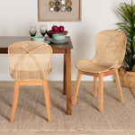 Load image into Gallery viewer, Baxton Studio Sabelle Japandi Natural Brown Mahogany And Rattan 2-Piece Dining Chair Set
