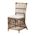 Load image into Gallery viewer, Baxton Studio Kim Modern Bohemian White Fabric And Natural Brown Rattan Dining Chair
