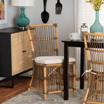 Load image into Gallery viewer, Baxton Studio Kim Modern Bohemian White Fabric And Natural Brown Rattan Dining Chair
